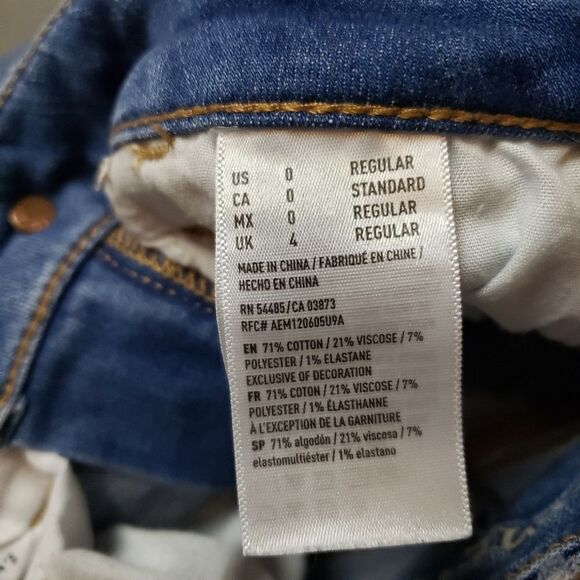 American Eagle Next Level Stretch X Size 0 Hi-Rise distressed Jegging - Picture 8 of 14